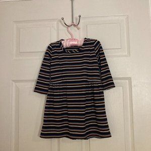 Copper Key Brown Blue Striped Long Sleeve Dress